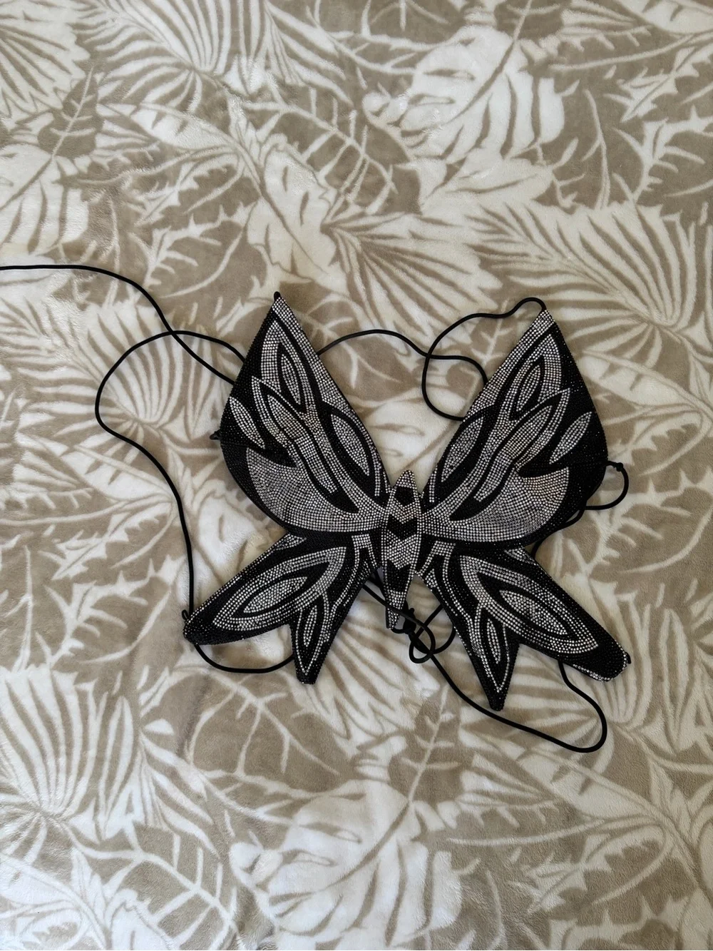 Black Butterfly Appliqué with Silver Embellishment 🦋